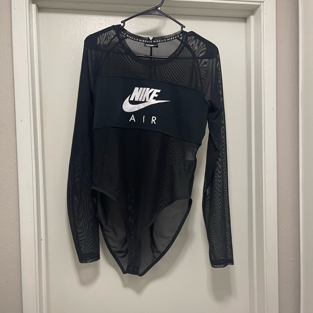 Black Mesh Nike long sleeve Bodysuit